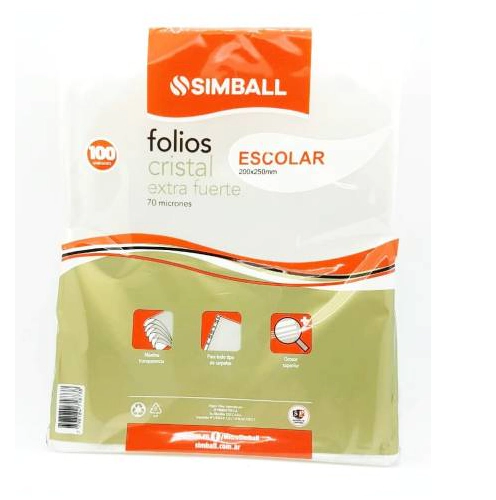 FOLIOS SIMBALL CRISTAL 70MIC ESCOLAR X100