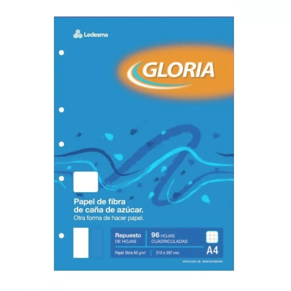 REPUESTO GLORIA CUADRICULADO 96 HOJAS 40 UNI.