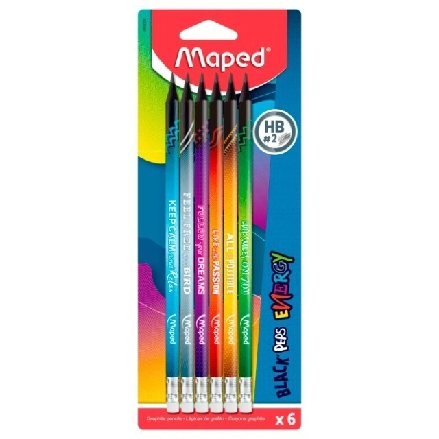GRAFITO ENERGY - C/GOMA - BLISTER X 6 HB - Nuevo!