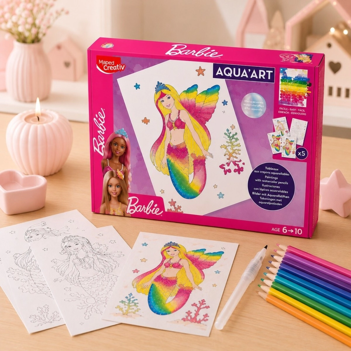 HOJAS PARA ILUSTRACION - AQUA ART BARBIE