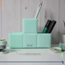 BRW ORGANIZADOR DE ESCRITORIO PLASTICO TETRIS VERDE PASTEL