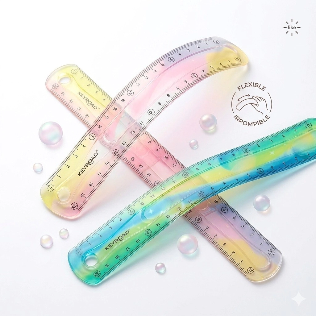 REGLA FLEXIBLE PASTEL CON GLITTER 20 cm. Caja x 24 unid.