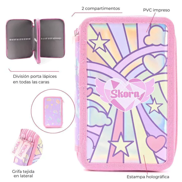 Cartuchera canopla dos pisos Think Happy Unicornio 20x14x5.5cm  1/25