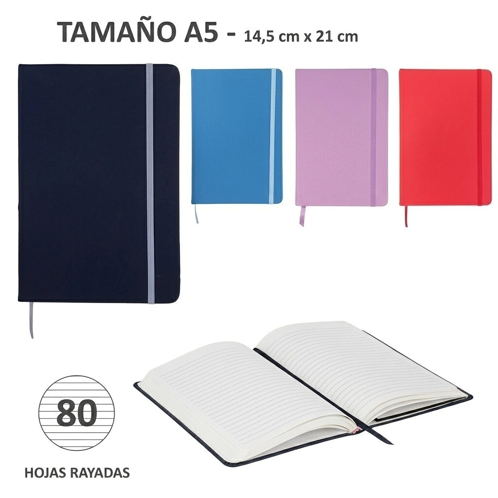 ANOTADOR AZUL RAYADO A5 80HJS