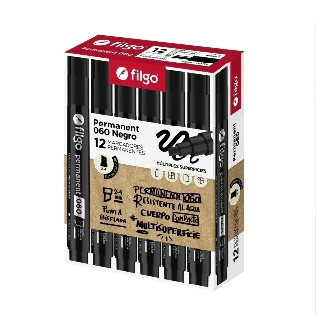 Marcador permanente 060 BISEL / Caja 12 negro