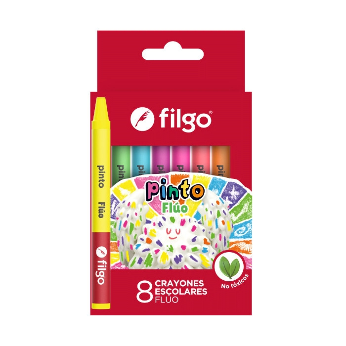 Crayones de cera PINTO / Estuche 8 fluo
