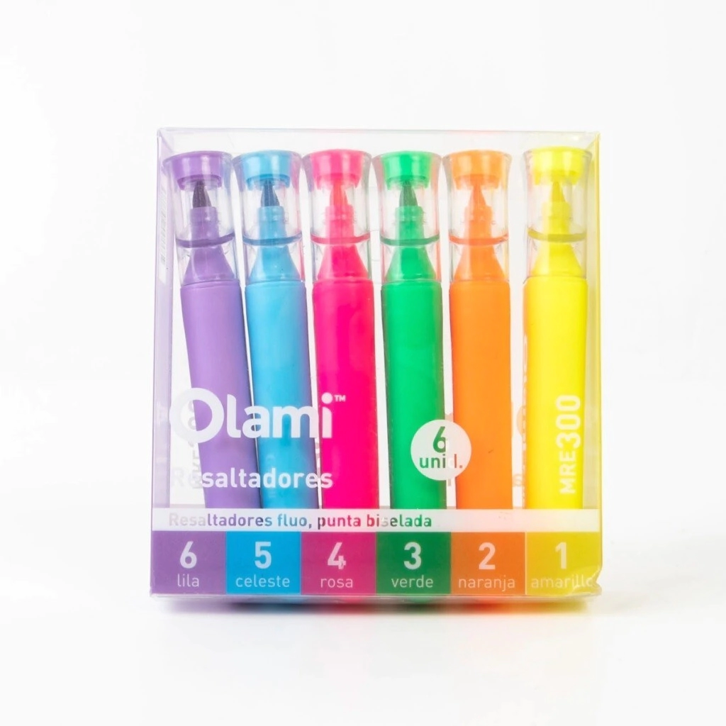 ESTUCHE DE RESALTADORES FLUO X 6 UNID.