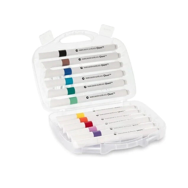 ESTUCHE DE MARCADORES ACRILICOS X 12 UNIDADES.