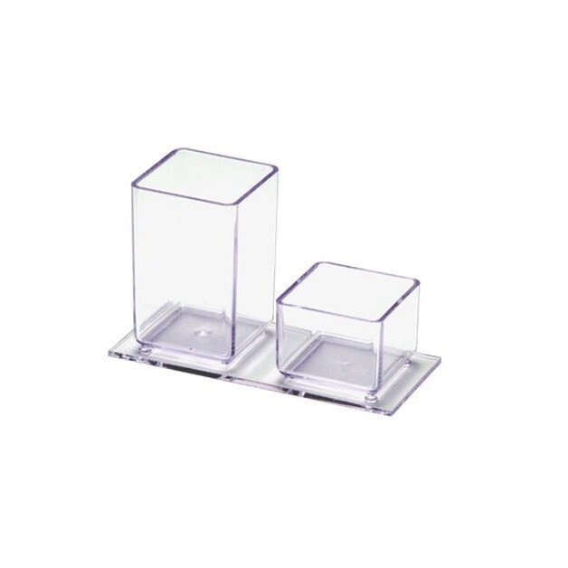 PORTA CLIPS Y LAPICES CRISTAL