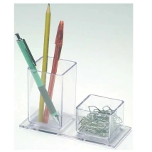 PORTA CLIPS Y LAPICES CRISTAL