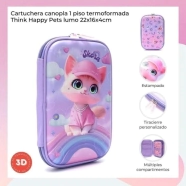 Cartuchera  1 piso termoformada Think Happy Pets lumo 22x16x4cm