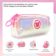 Cartuchera tornasolada con cierre maxi Think Happy Gummie Bear 20x8x7