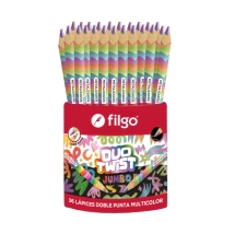 L&aacute;pices jumbo de colores de madera DUO TWIST / Tubo 36