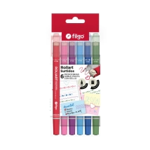 Microfibra doble punta con sello ROLIART / Estuche 6 surtido