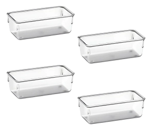 4 POTES ORG. MODULAR RECTANGULAR CHICO 4 POTES DE 16X8X5.5CM C/U