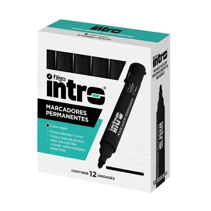 Marcador permanente INTRO Cj x12 Negro