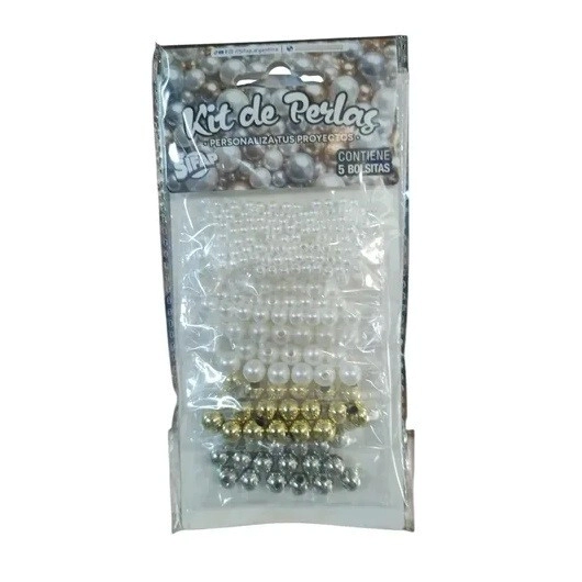 KIT de PERLAS x 9 BOL (Blanca/oro/plata)
