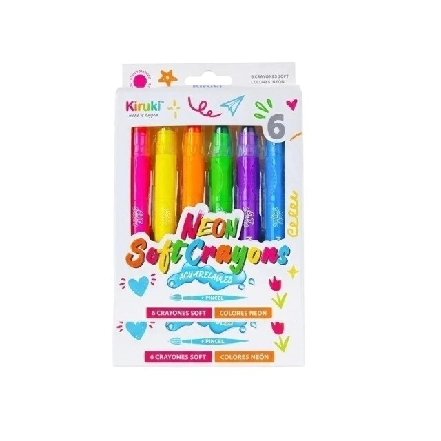 CRAYONES SOFT ACUARELABLES X 6 NEON