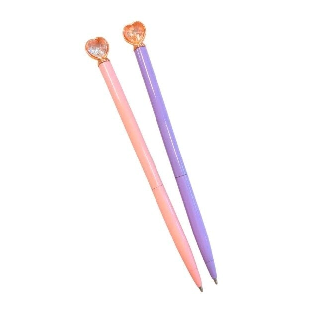 Boligrafo metal color pastel c/ giro y diamante corazon