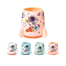 Portalapiz cohete color pastel c/stickers