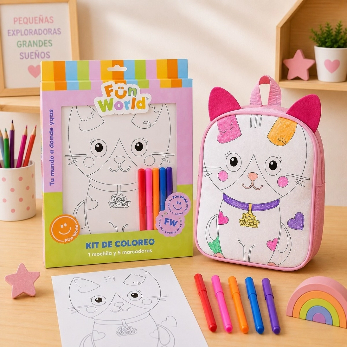 Kit coloreo mochila Fun World Rainbow