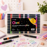 MARCADORES GLITTER DOBLE PUNTA X 48 UNID.