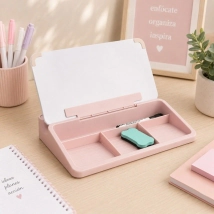 PIZARRA DE  ESCRITORIO CON GUARDADO COLOR ROSA