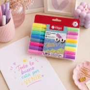 Resaltador creativo doble punta MULTILAYER / Estuche 8 glitter
