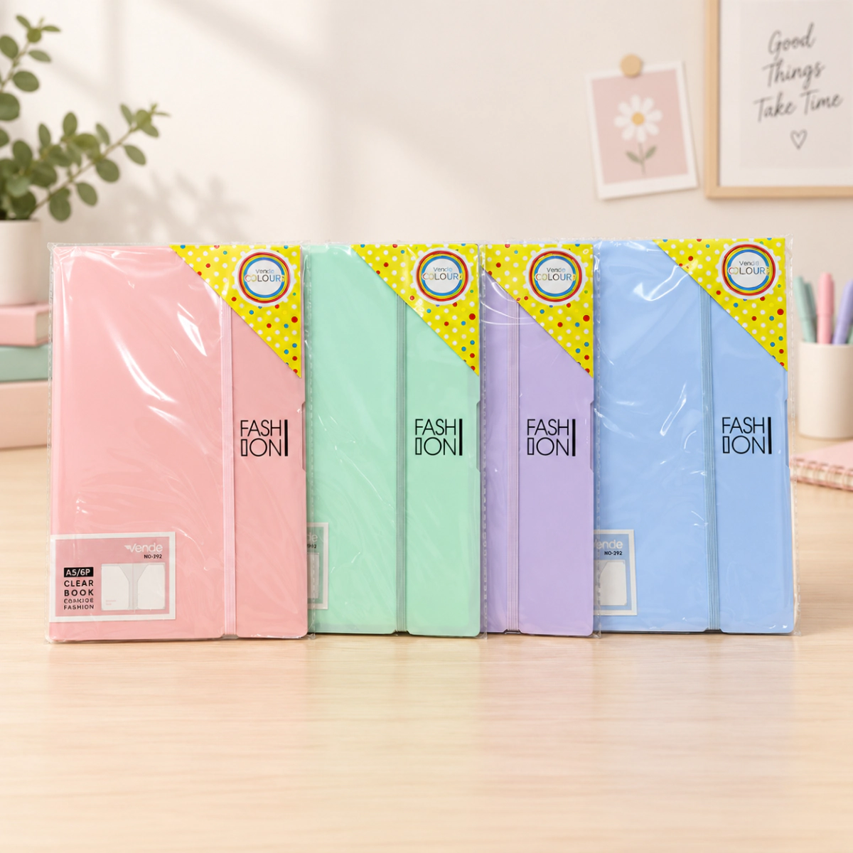 Carpeta A5 plastica color pastel c/elastico - 6 paginas/ 12 solapas