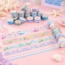 Set cintas adhesivas decorativas de papel en caja x 24 rollos - Mundo marino