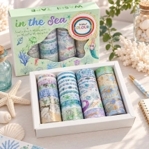 Set cintas adhesivas decorativas de papel en caja x 24 rollos - Mundo marino