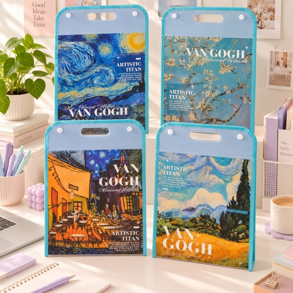 Archivador vertical A4 tipo acordeon c/ribete Van Gogh - 13 divisiones