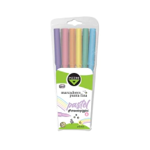 MARCADOR PUNTA FINA AL AGUA. ESTUCHE CON 6 COLORES. PASTEL